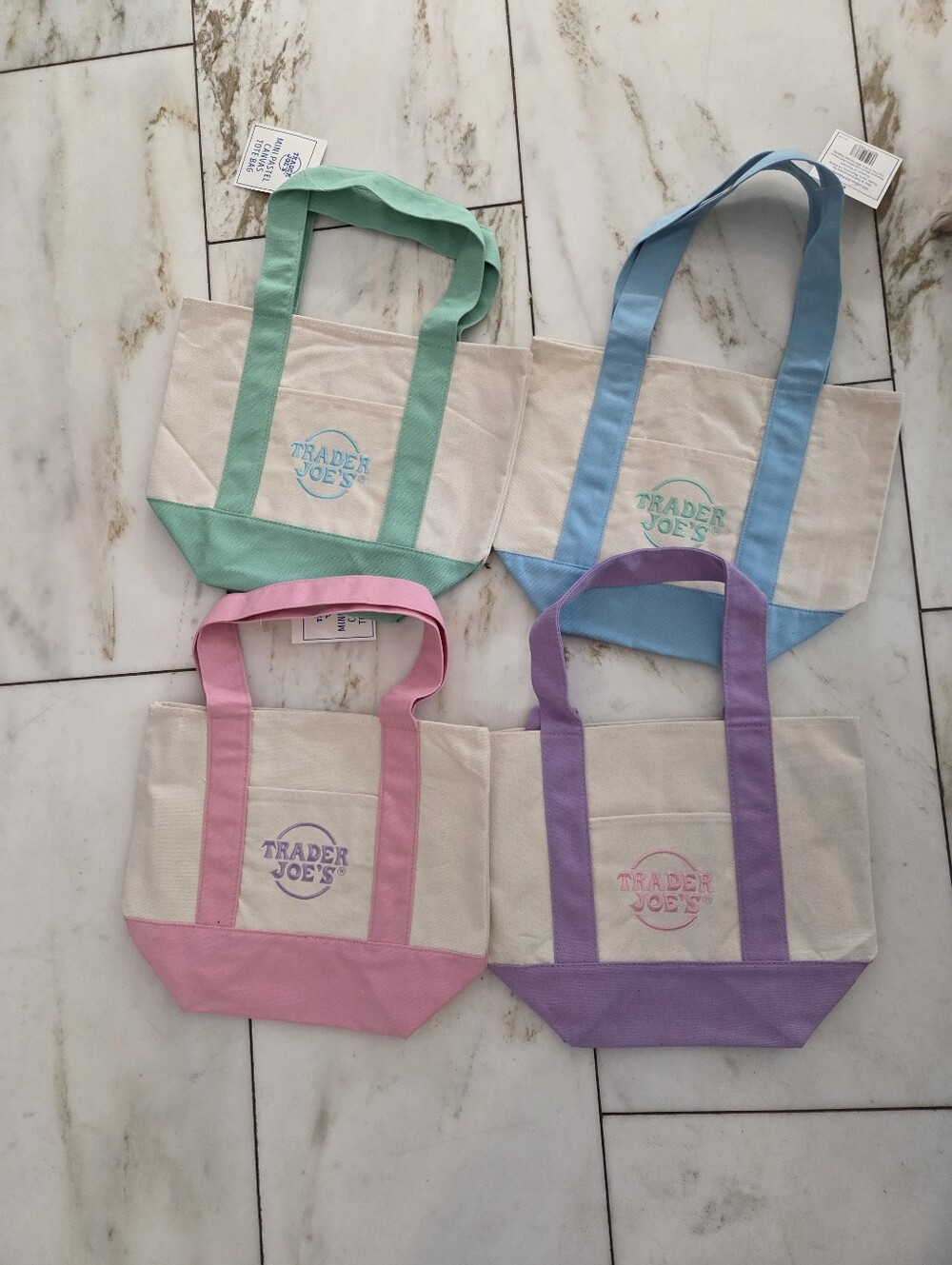 Set Of 4 Mini Pastel Trader Joes Tote Bags Each Color